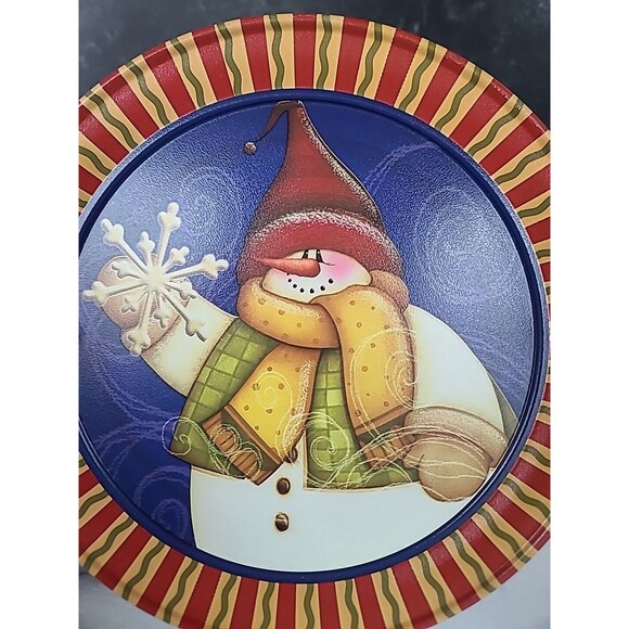 Vintage Snowman Lidded Tin, EMPTY - Picture 2 of 10